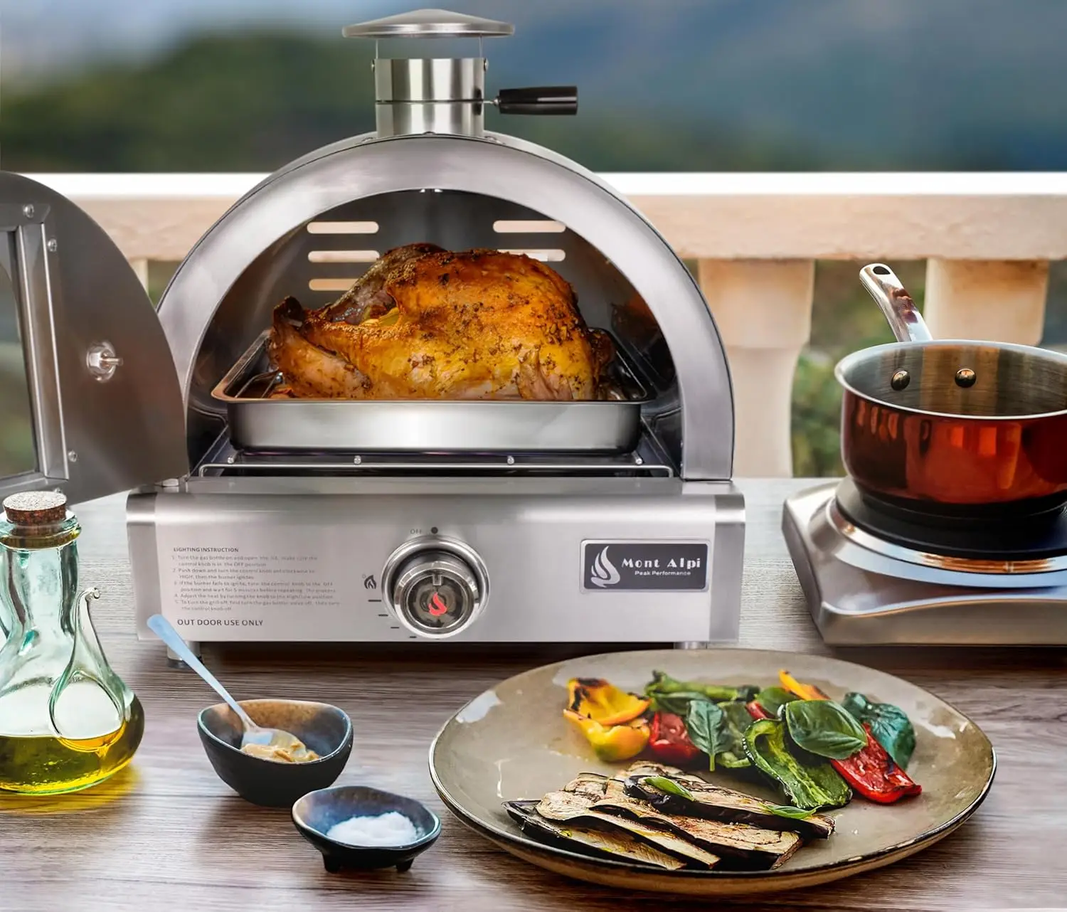 12000 BTU Multi-Fuel Countertop Table Top Stainless Steel Portable Outdoor Cooking Kitchen Backyard Propane
