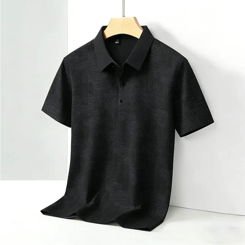 Polo Casual da Uomo con Stampa Geometrica, Colletto a Contrasto, Manica Corta, Traspirante, per Uso Quotidiano Estivo - immagine 4