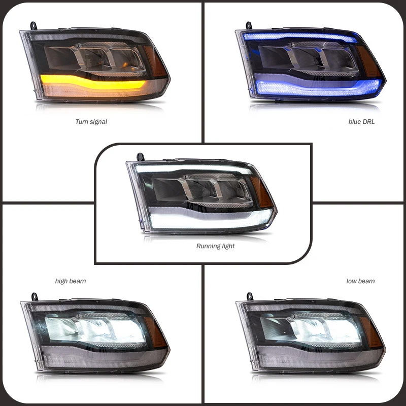 

Автомобильная фара в сборе, динамический поворотный сигнал, синий DRL Для Dodge Ram 1500/2500/3500 2009-2018/Ram 1500 CLASSIC 19-21