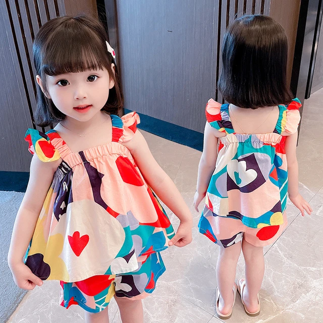 Kids Clothes Sets Summer Short Sleeve 2Pcs Suit Fashion Girls Outfits Baby  Girls Clothing Children's Costume