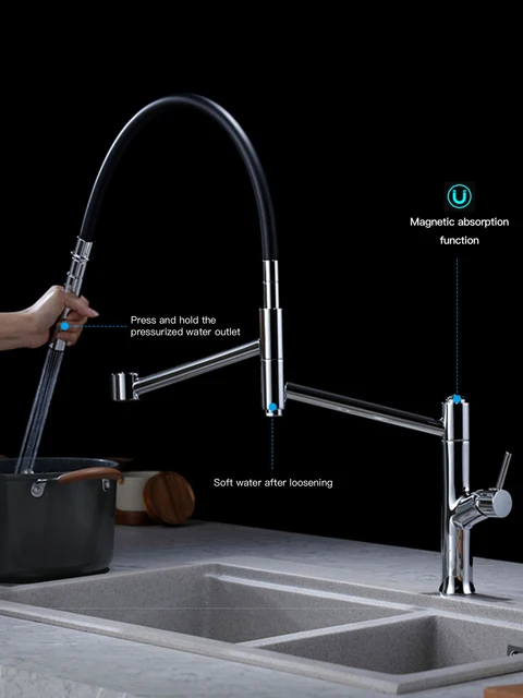 Upgrade your kitchen with the Chrome modern high-end brass kitchen faucet and enjoy convenience, style, and durability.