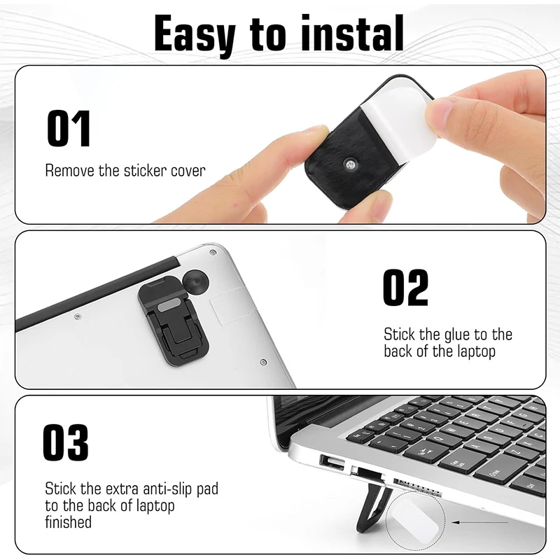 2PCS 미니 접이식 노트북 스탠드 휴대용 노트북 라이저 자체 접착식 키보드 리프트 피트 맥북 데스크용 조절 가능한 쿨링 스탠드