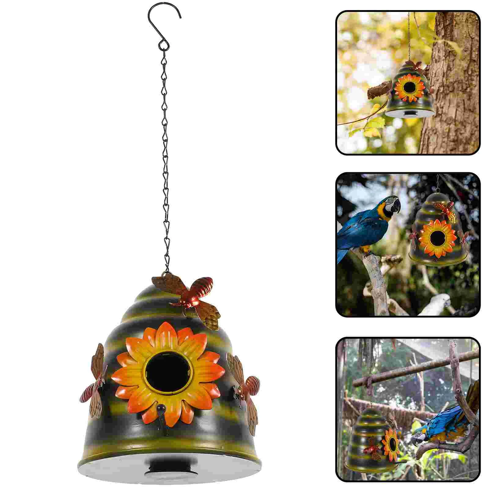 

Bee Bird House Decorative Hanging Nest Decorate Feeder Garden Decoration Metal Park Ornament