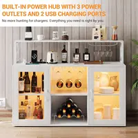 Wine Bar Cabinet with Wine Rack Glass Holder Coffee Bar Storage Cabinet with LED Lights for Home Kitchen Living Room Dining Room 2