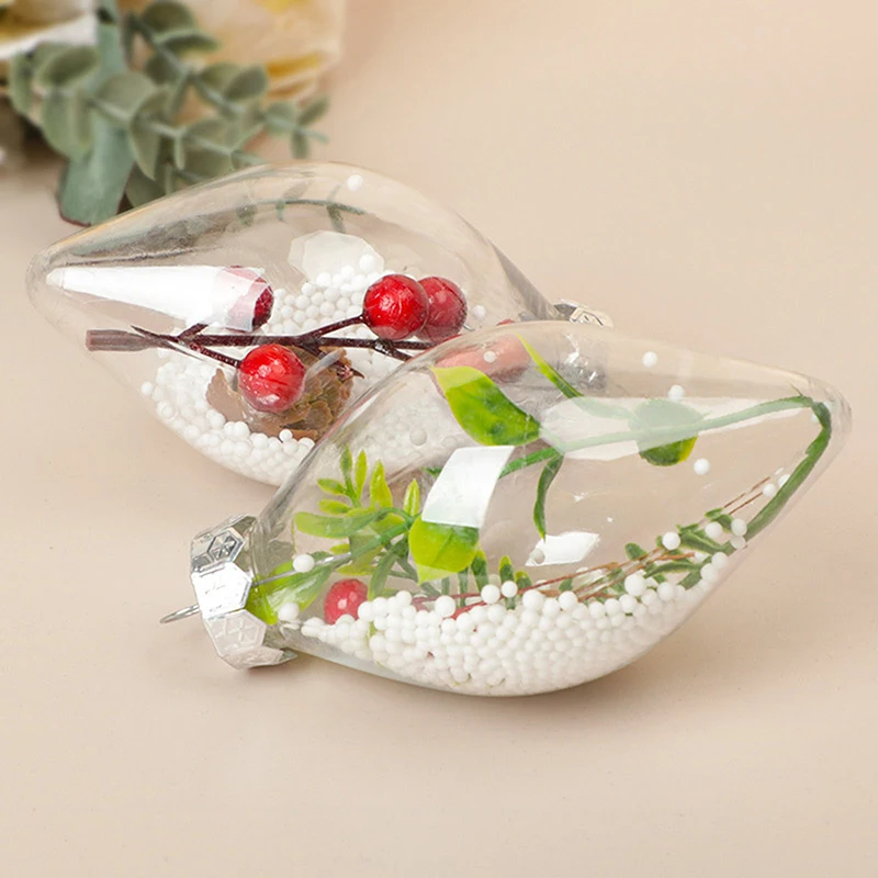 Multi Shaped Plastic Empty Ball Pendants Micro Landscaping Transparent Container Christmas Tree Hangings Ornaments Supplies 1PC