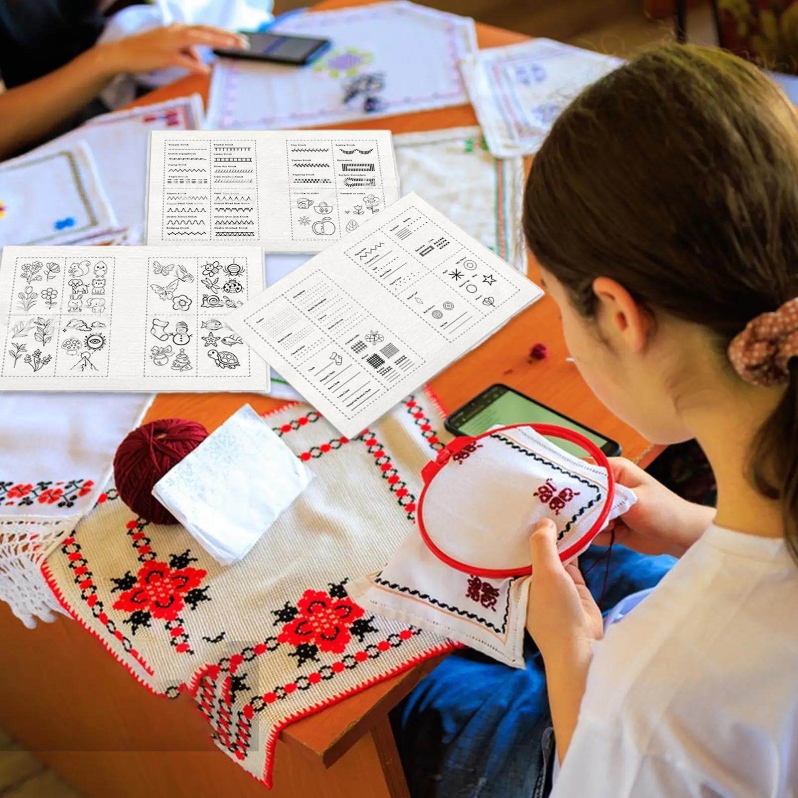 Embroidery Kits For Adults Interactive Beginner Embroidery Kit Reusable Supplies Learn Crafts Hand Fun Knitting Guide For Teen