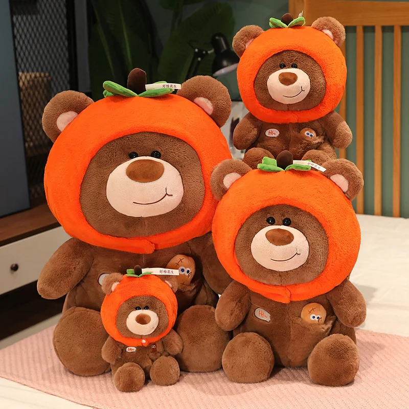 

23/35/45cm New Cute Persimmon Peanut Bear Plush Toy Stuffed Animals Plushies Dolls Peluches Soft Kids Toys for Girls Kawaii Room