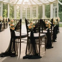 20x275cm Chiffon Chair Sashes Wedding Chair Decoration 2PCS/set Long Wedding Aisle Decorations Party Banquet Event Baby Shower 4