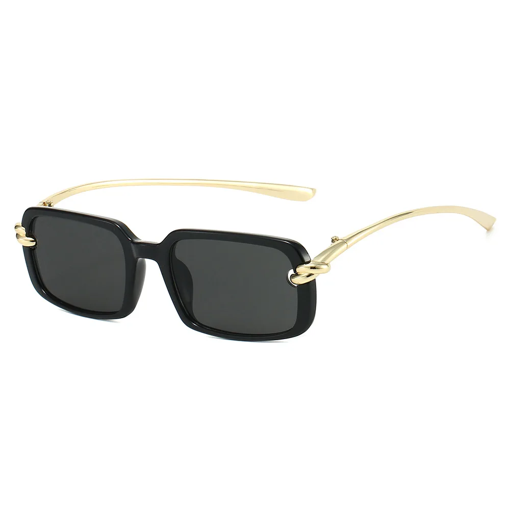 2026 Neue trendige quadratische Retro-Brille | Goldknoten-Detail und Metallbügel | Y2K Edgy-Girly-Stil