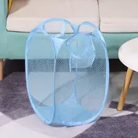 Foldable Laundry Basket Mesh Washing Laundry Bag Dirty Sorting Basket Kids Toys Sundries Home Bin Hamper Storage Box Organize 4