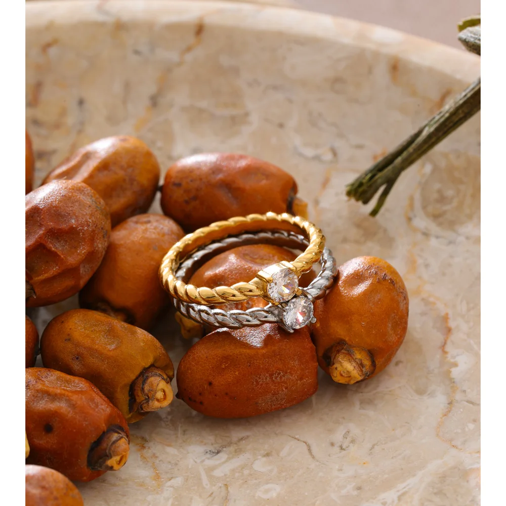 Yhpup Size 6789 Stainless Steel Cubic Zirconia Thin Ring 18K Gold Color PVD Plated Chic Trendy Women Jewelry Accessories 2