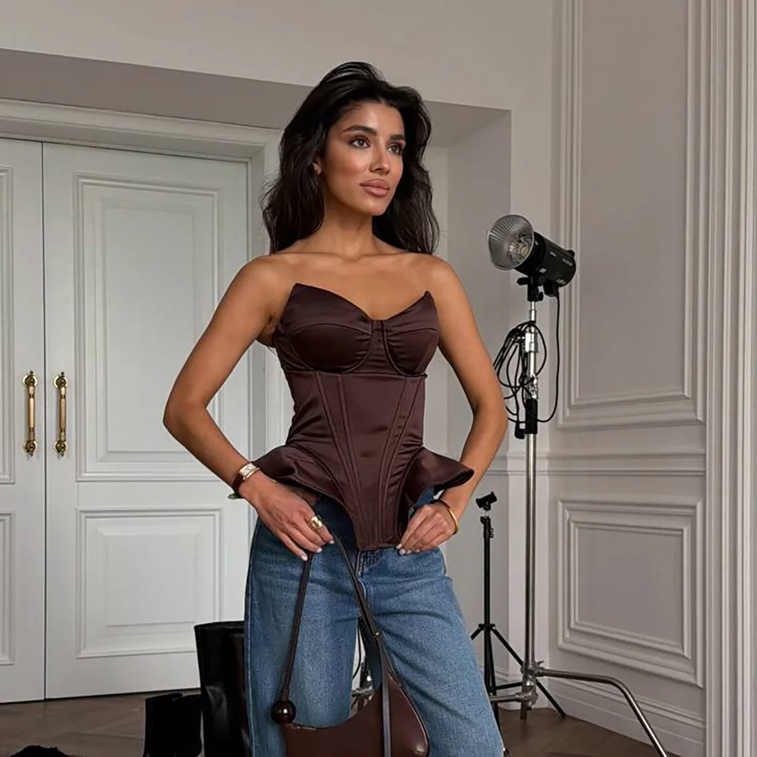 Sexy Fishbone Strapless Short Top Lady, Women Vacation Party Tops - Uniqwear