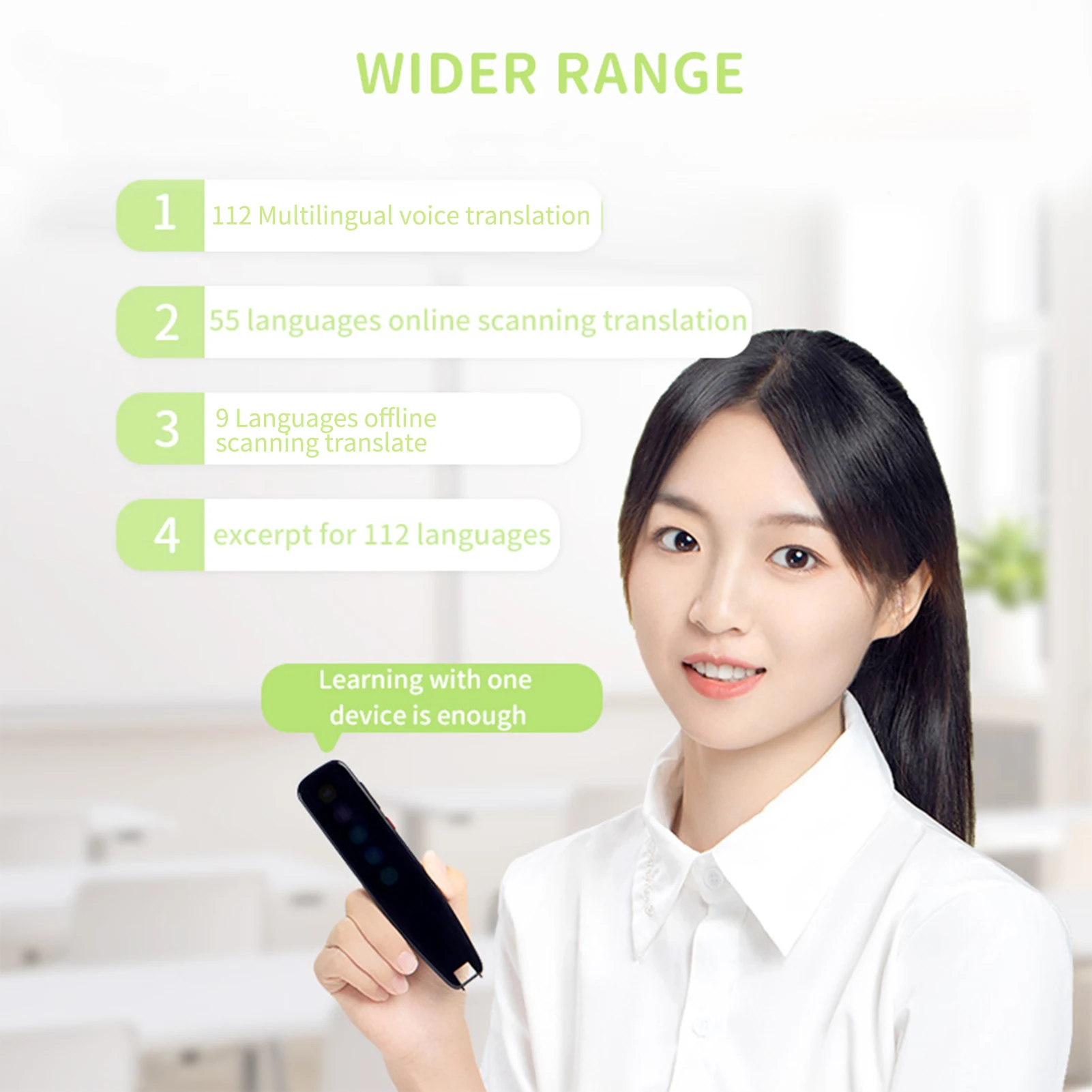 DOSMONO Dictionary Translation Pen Scanner Text Scanning Reading Translator Device Multilingual Scanner WiFi 112 Languages