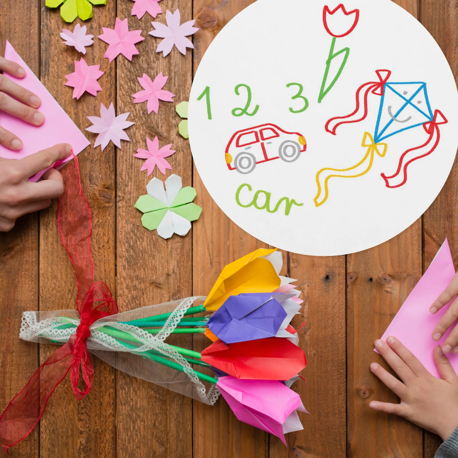1 가방 빈 판지 DIY 공예품 만들기 그림 그리기용 카드 종이 종이접기 수제 공예품 십대 교사 가족