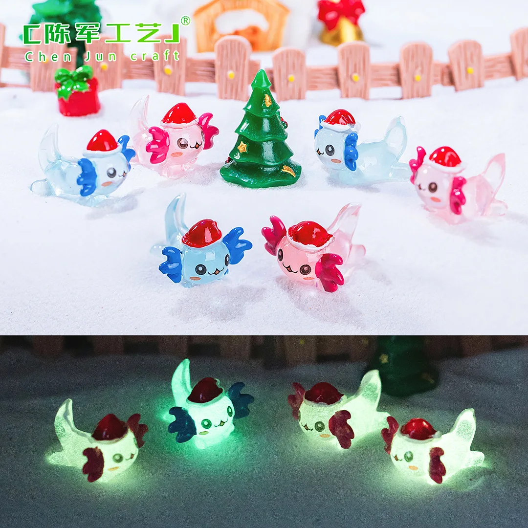 

ZOCDOU 1 Piece Cute Glow Christmas Hat Hexaceratops Small Statue Little Figurine Crafts Figure Ornament Miniatures