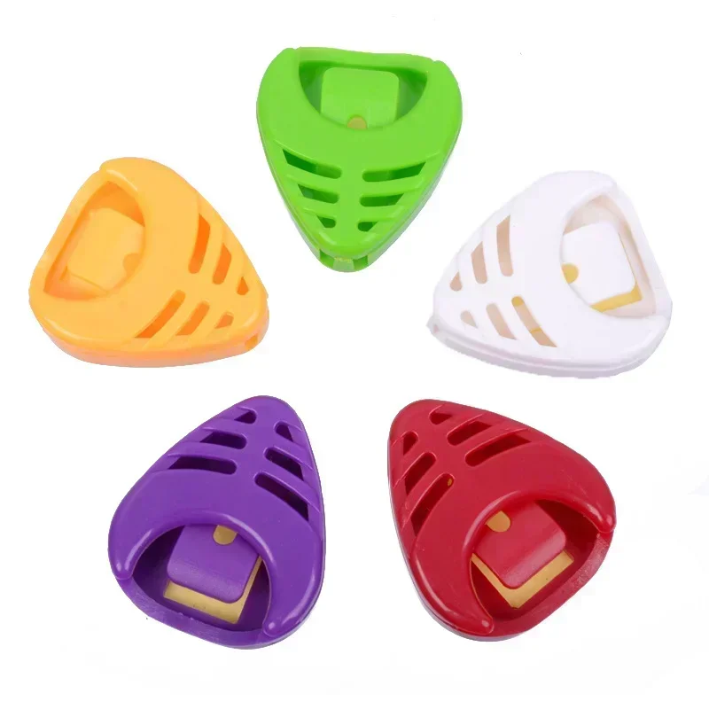 1Pcs Guitar Pick Holders Plastic Stick-on Guitar Pick Case Celluloid Mediator Holders Electric Accessories for Bass