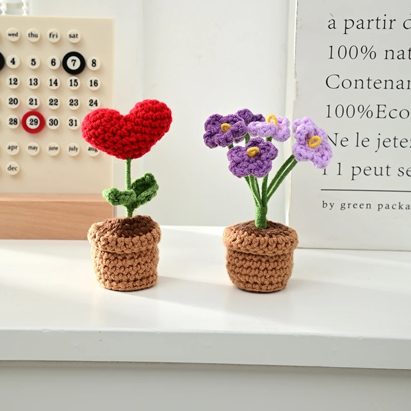 

Adorable Knitted Fake Flowers Soft Heart Hand Woven DIY Ins Artificial Flowers Home Decor Immaculate Bouquet Valentine's Gifts