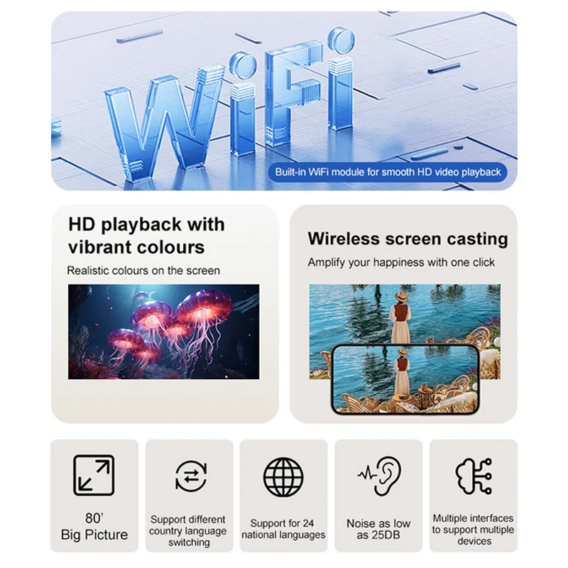 Portable projector and screen with stand for outdoor movies, camping, gaming, and home theater entertainment by VelmoraMart.