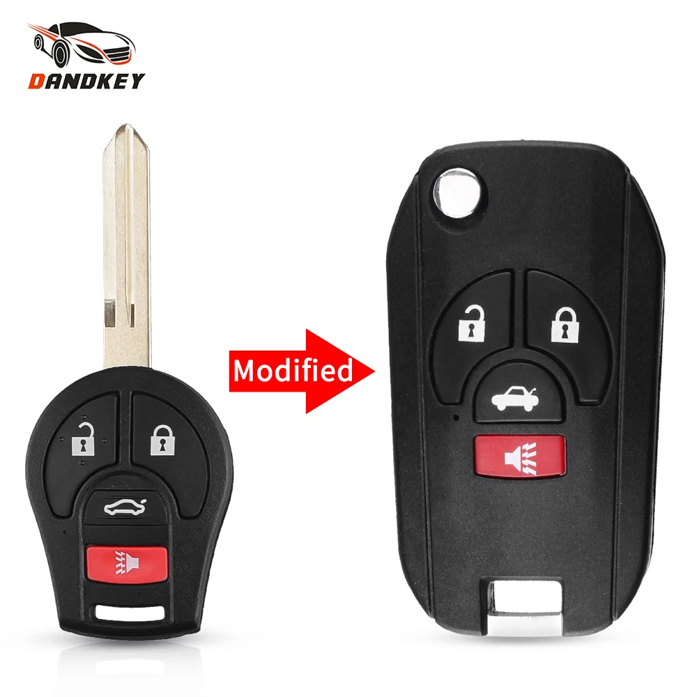 Dandkey Replacement Flip Remote Car Key Shell Case for Nissan Versa 2012 2013 2014 2015 Nissan Rogue 2008 2012 2013