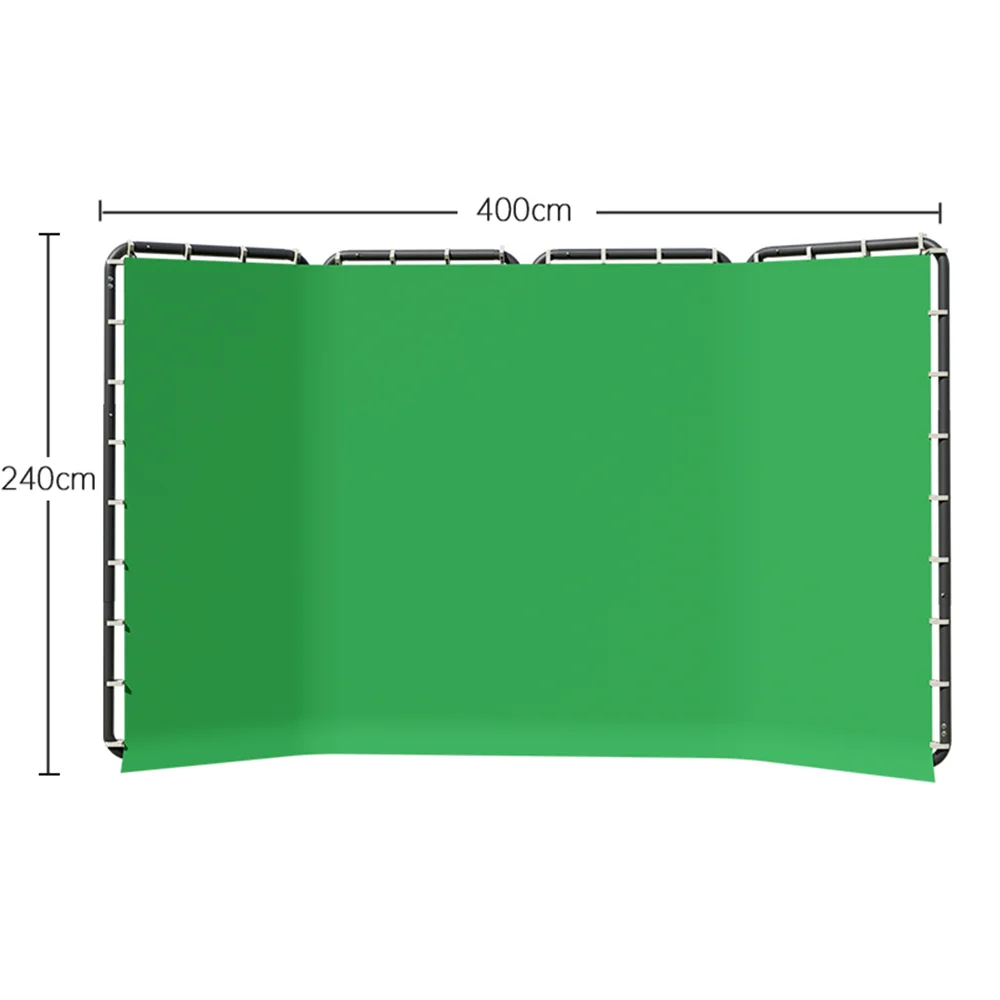 Background Stand 240CMx400CM with Green Screen Wall and Clip Photography Backdrop Frame For Living Video Recording Changing Room