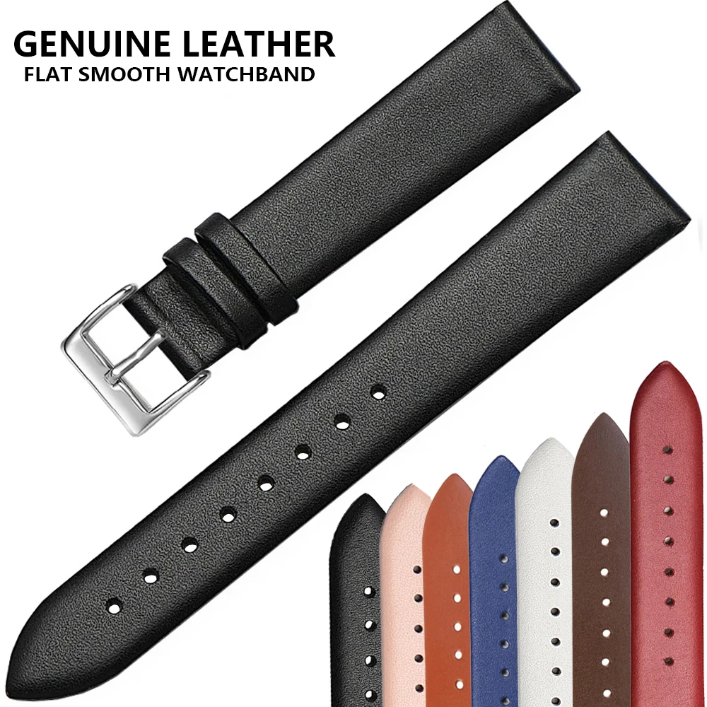 

New Genuine Leather Watch Strap Band 12mm/14mm/16mm/18mm/20mm 22mm Smooth Watchbands Stainless Steel Buckle Watch Band Free Tool