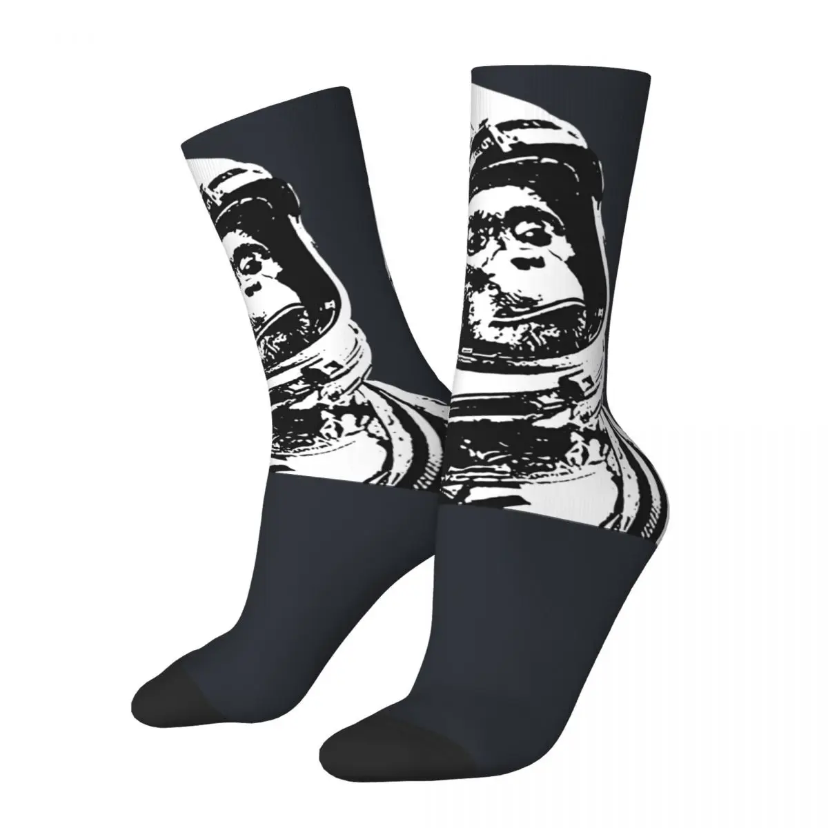 

Мужские носки с изображением обезьяны в космосе, астронавта, шимпанзе, в стиле ретро, Harajuku, новинка, бесшовные короткие носки в уличном стиле