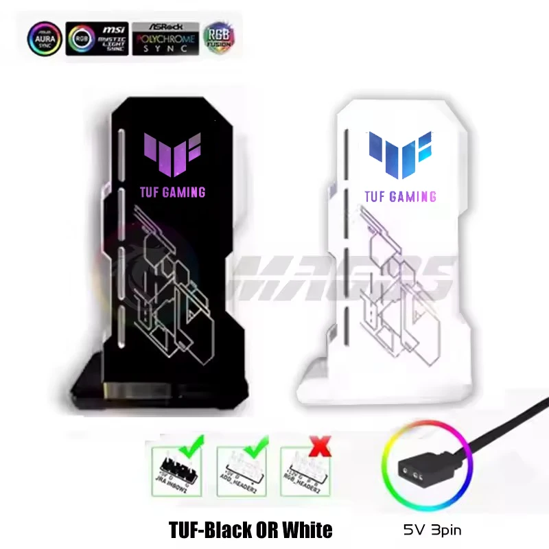 Supporto GPU RGB Con Luce ARGB 5V E 4Pin – Regolabile, In Lega Di Alluminio, Compatibile Con La Maggior Parte Dei Case