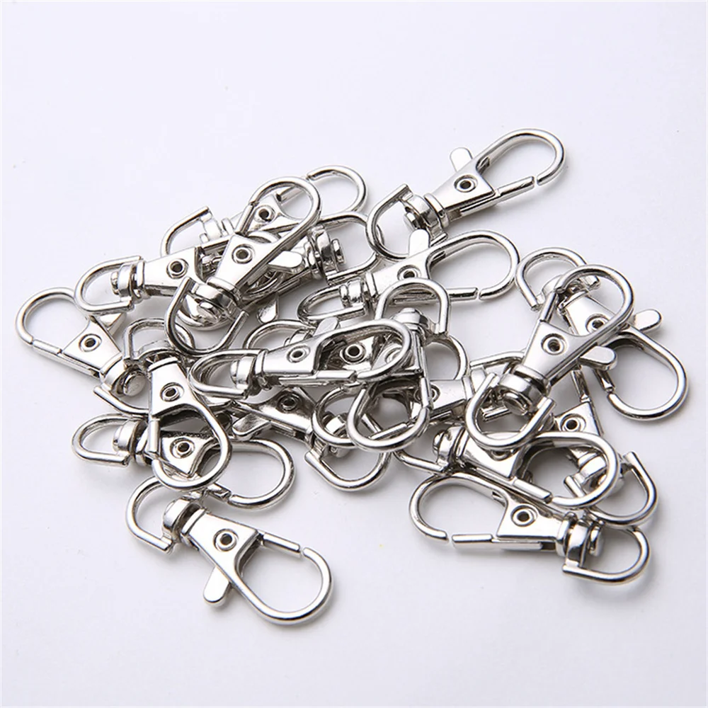 50/25개 금속 회전 스냅 훅 로브스터 클립 키체인 스테인리스 스틸 회전 키체인 링 키체인 클립 쥬얼리 제작용