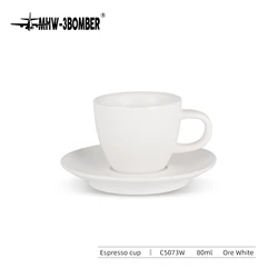 Exquisite Ceramic Espresso Mug and Saucer Set - Professional Home Barista Latte Art Cup (1pc White 80ml)