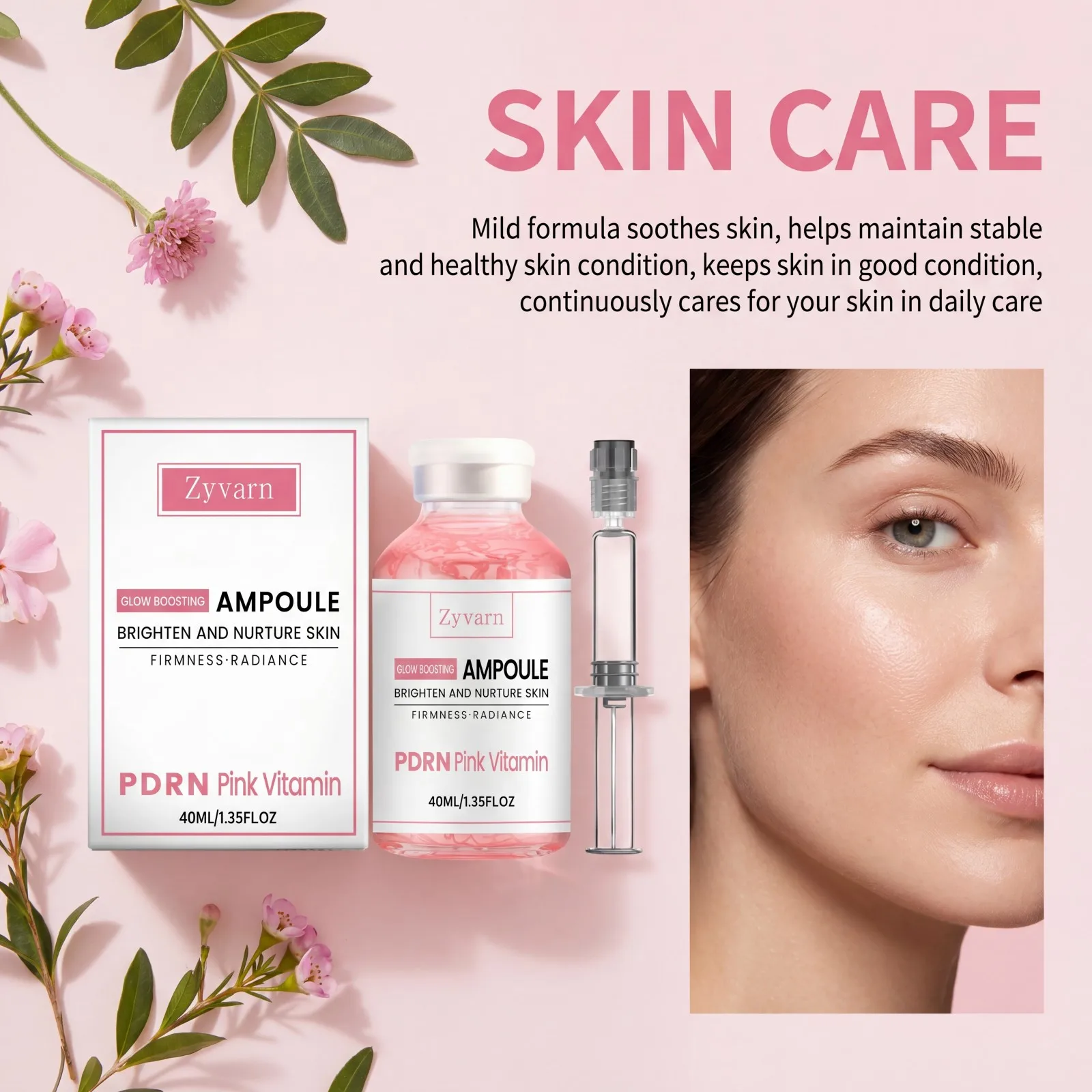 PDRN Pink Vitamin Serum Glow Boosting Ampoule Brightening Hydrating Firming Facial Essence Smooth Skin Radiant Glow Daily Care - immagine 3