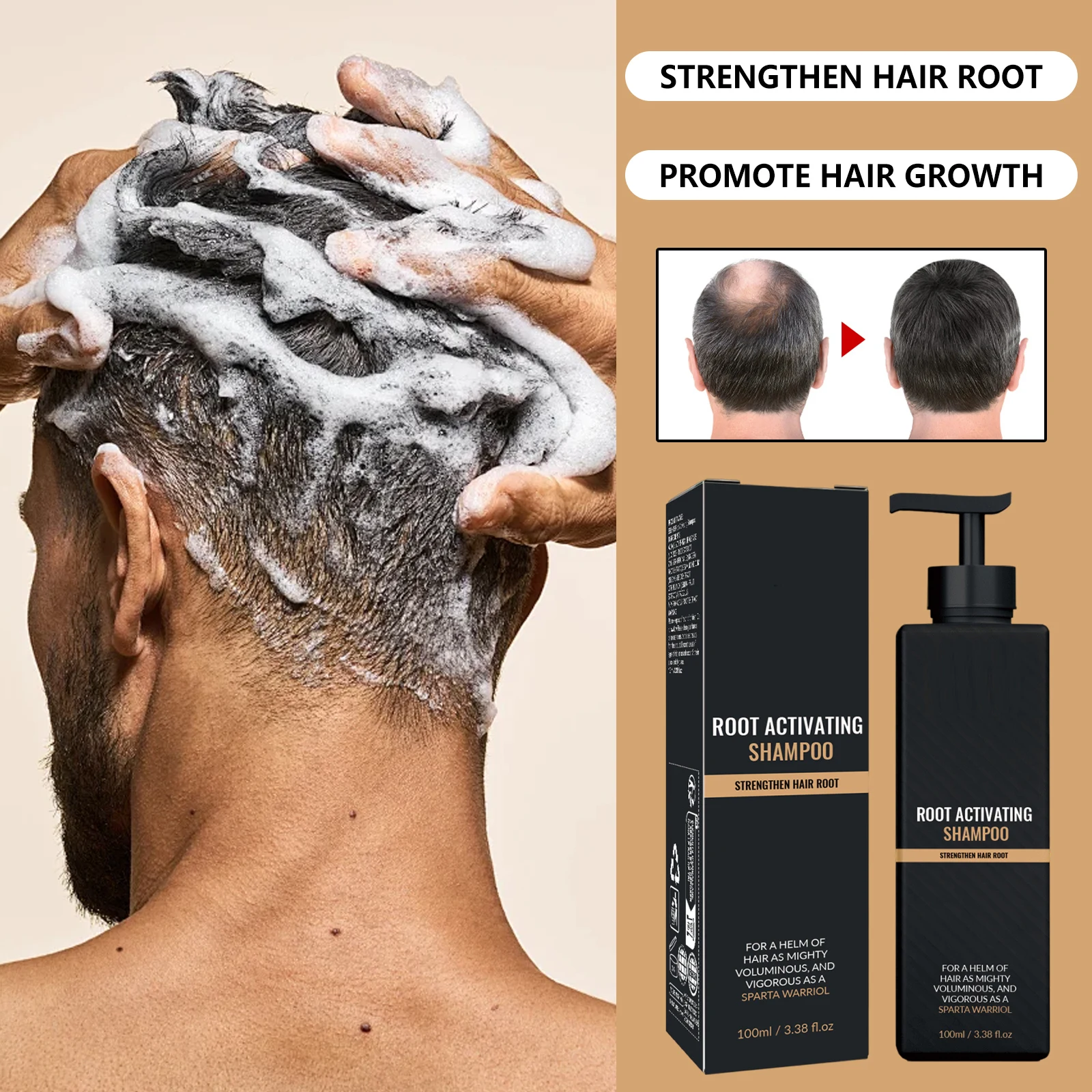 Shampoo per Uomo, Cura del Cuoio Capelluto, Pulizia Profonda con Zenzero e Liquirizia, Volumizzante, per Uso Quotidiano, Migliora il Volume dei Capelli Diradati, 100ml - immagine 2