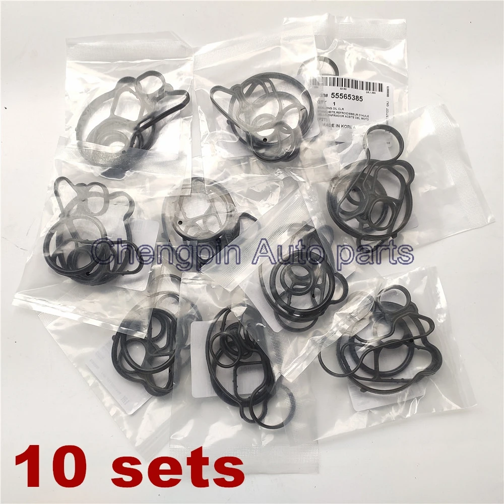 10X Engine Oil Cooler Repair Kits Gaskets Seals For Chevrolet Cruze Sonic Trax Encore Astra Original OEM# 55565385 55566388