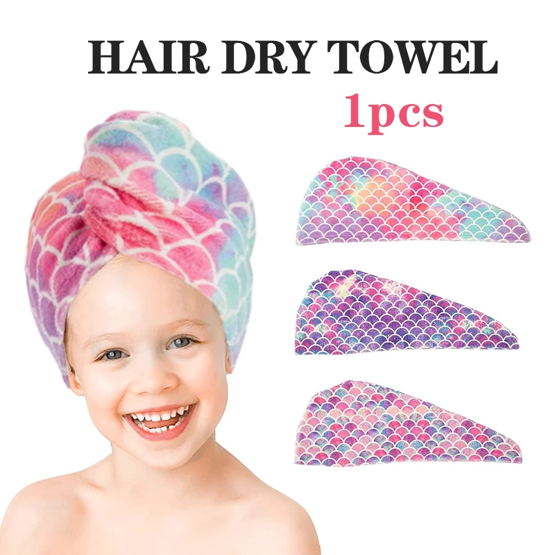 Children's fish scale dry hair cap ultra-fine fiber soft absorbent towel 1 piece