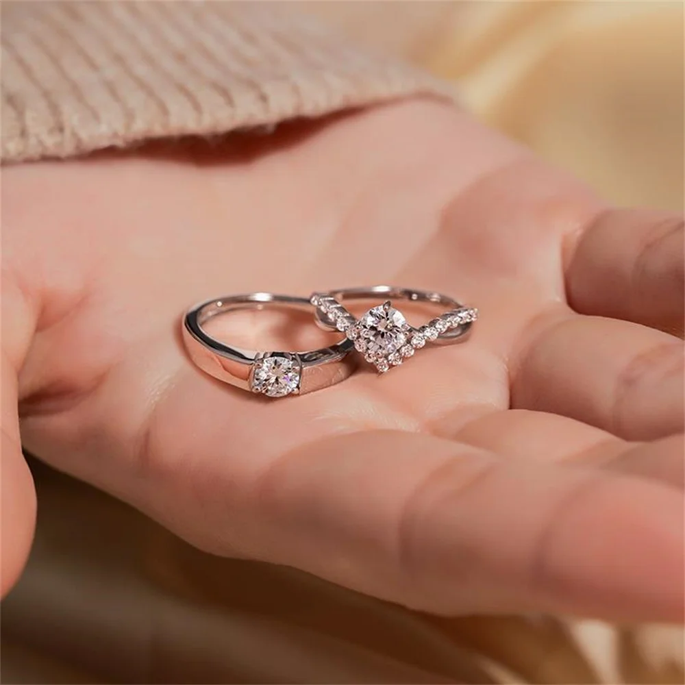 Trendy Luxury Zircon Couple Rings for Women Men Opening Adjustable Wedding Anniversary Delicate Jewelry Gifts finger ring wedding rings couples rings adjustable rings wedding ring opening ring