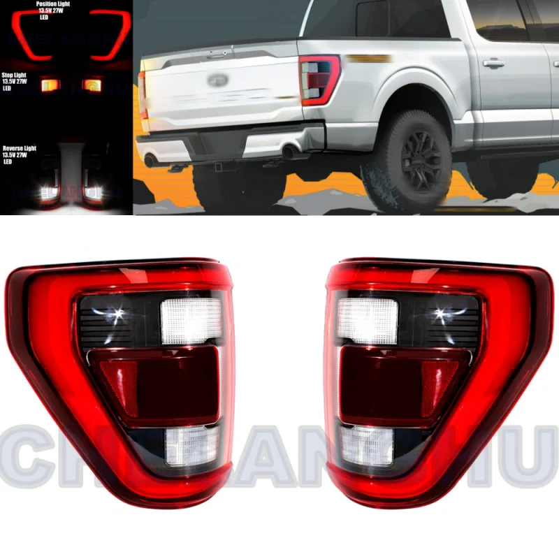 

Фонарь задний для Ford F150 2021 2022 2023, пара левых и правых задних фар с лампами, автомобильные аксессуары NL3Z13405E NL3Z13404E