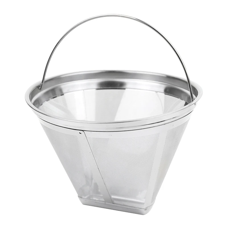 

Reusable Permanent Metal Coffee Maker Filter Cone Shape Stainless Steel Strainer