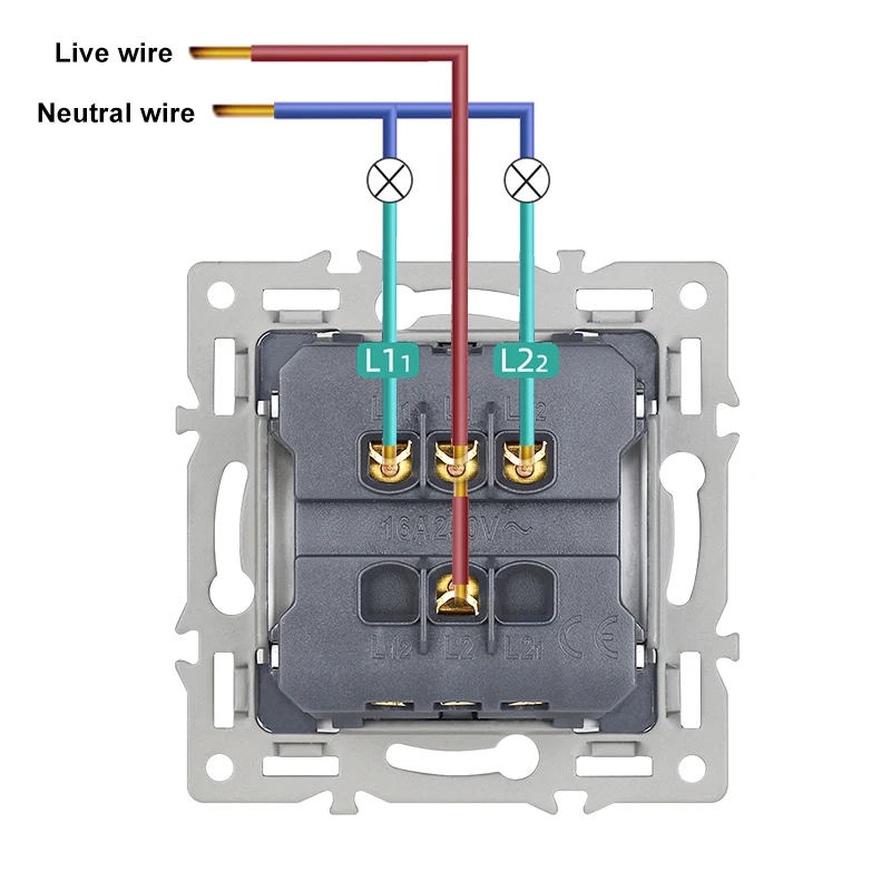 Description Picture 6 of itemSRAN 2Gang Light switch Module Accessories With Iron Plate Suitable For SRAN F Series 82mm Panels,110-250V