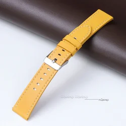 Vintage Leather Watch Strap Band with Quick Release - Black, Brown, or Blue - 22mm (Yellow)