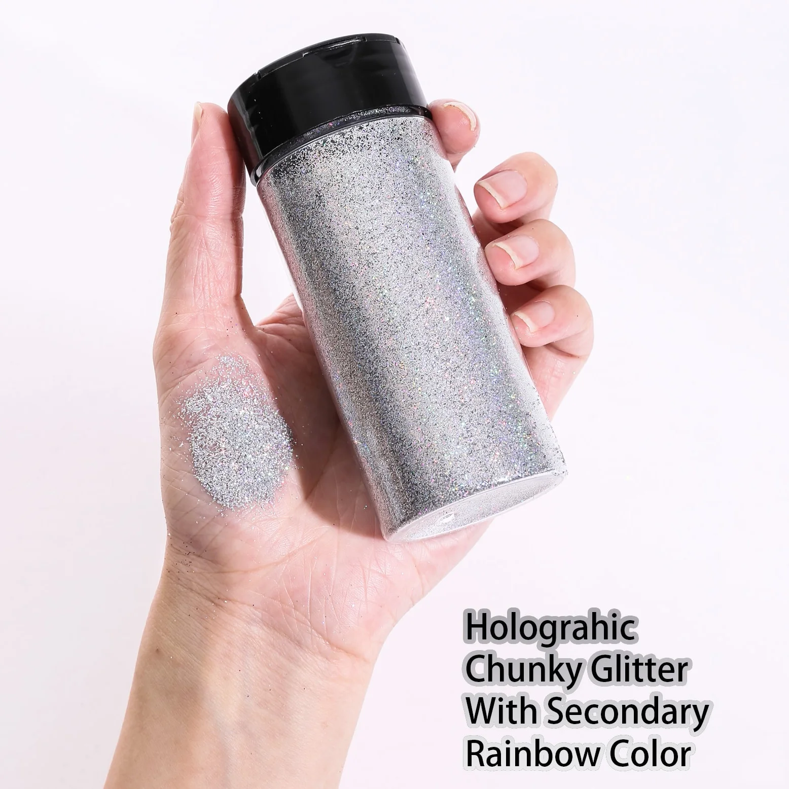 80G/2.8OZ Holographic Ultra Fine Glitter 1/128" Resin Glitter Powder Sequins Flakes For Hair Face Bod Nail nail glitter