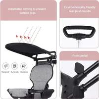 Poussette Pliable Légère pour Bébé, avec Roue Universelle à 360 °, Double Frein, Réglable, Pas Besoin d'Assembler 4