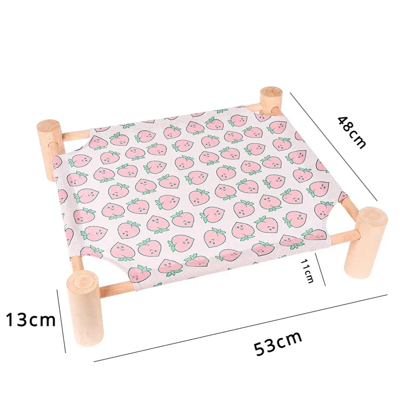 53*48*13cm Summer Elevated Pet Bed Foldable Portable Pet Camping Wooden Detachable Cat Teddy Dog March Bed Cooling Hammock pet bed