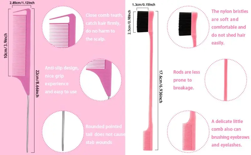 Description Picture 4 of itemGOIPLE Hairstyle 8PCS Kit Hair Wax Stick Edge Control for Smoothing Hair Rat Tail Comb Edge Brush Wig Elastic Band Travel Suit