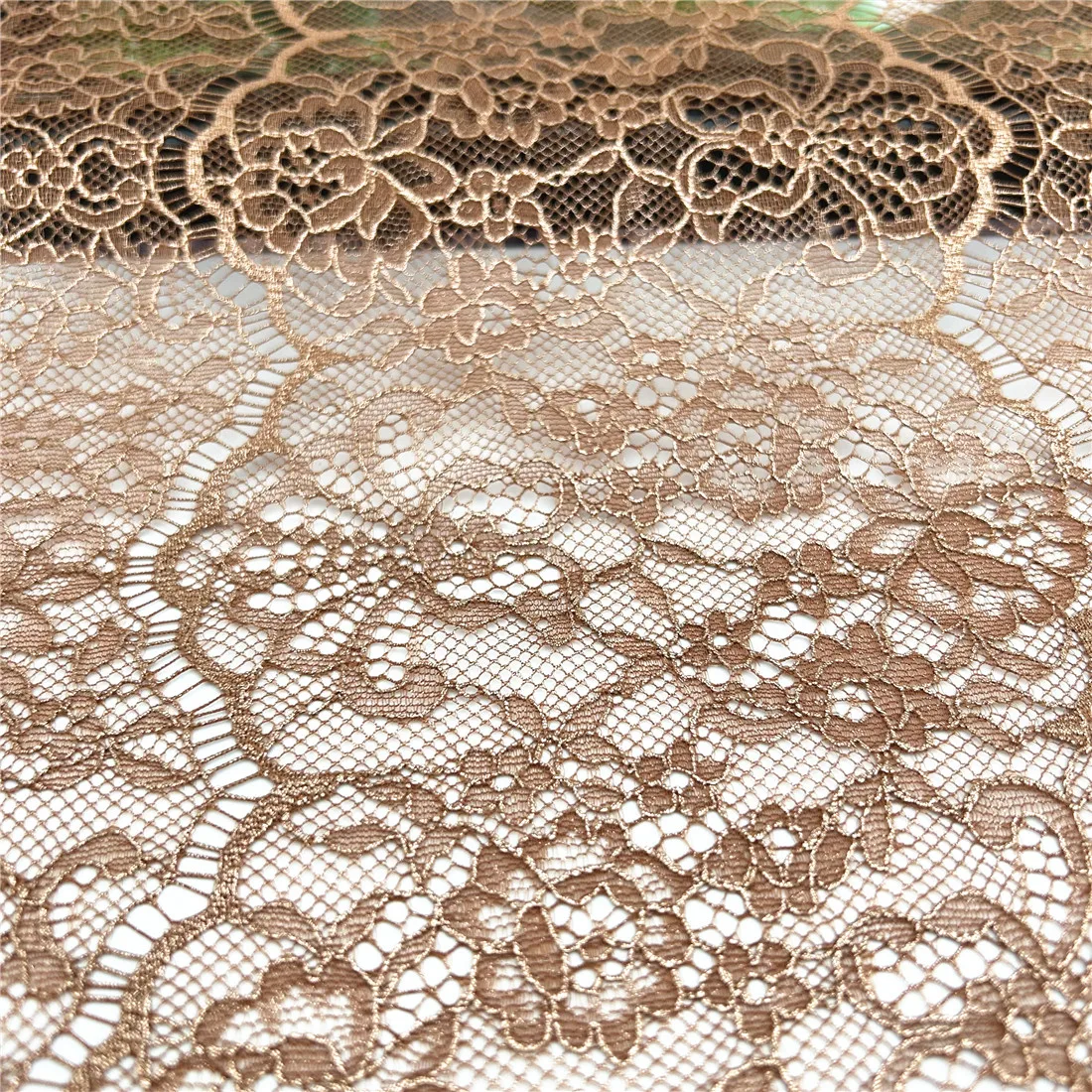 3M/lot 24cm Brown With Foil Eyelash Lace Fabric DIY Crafts Sewing 4