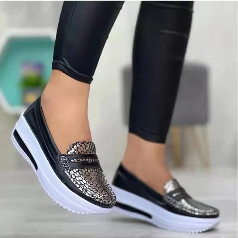 Women Sneakers Leather Fashion Wedge Breathable Zapatos De Mujer