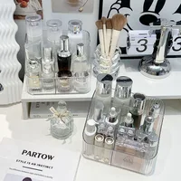 Transparent Makeup Organizer New 3/4-Slot Plastic Vanity Case Lightweight Washable Cosmetics Storage Rack 1