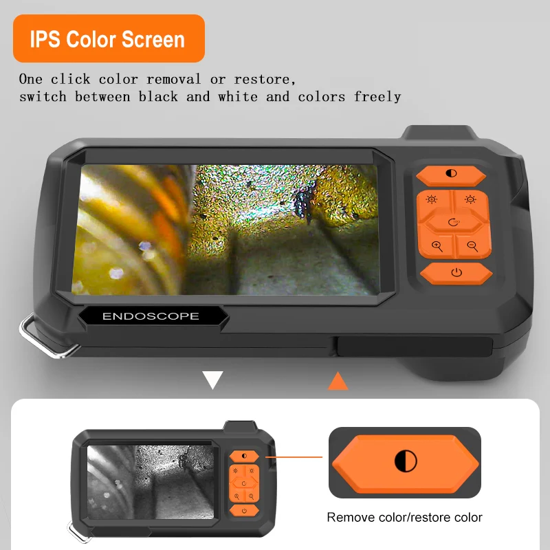 4.3'' IPS Screen Industrial Endoscope Camera Split Design 1-100m Rigid Cable Waterproof Inspection Car Pipe Camera Borescope 8mm 5