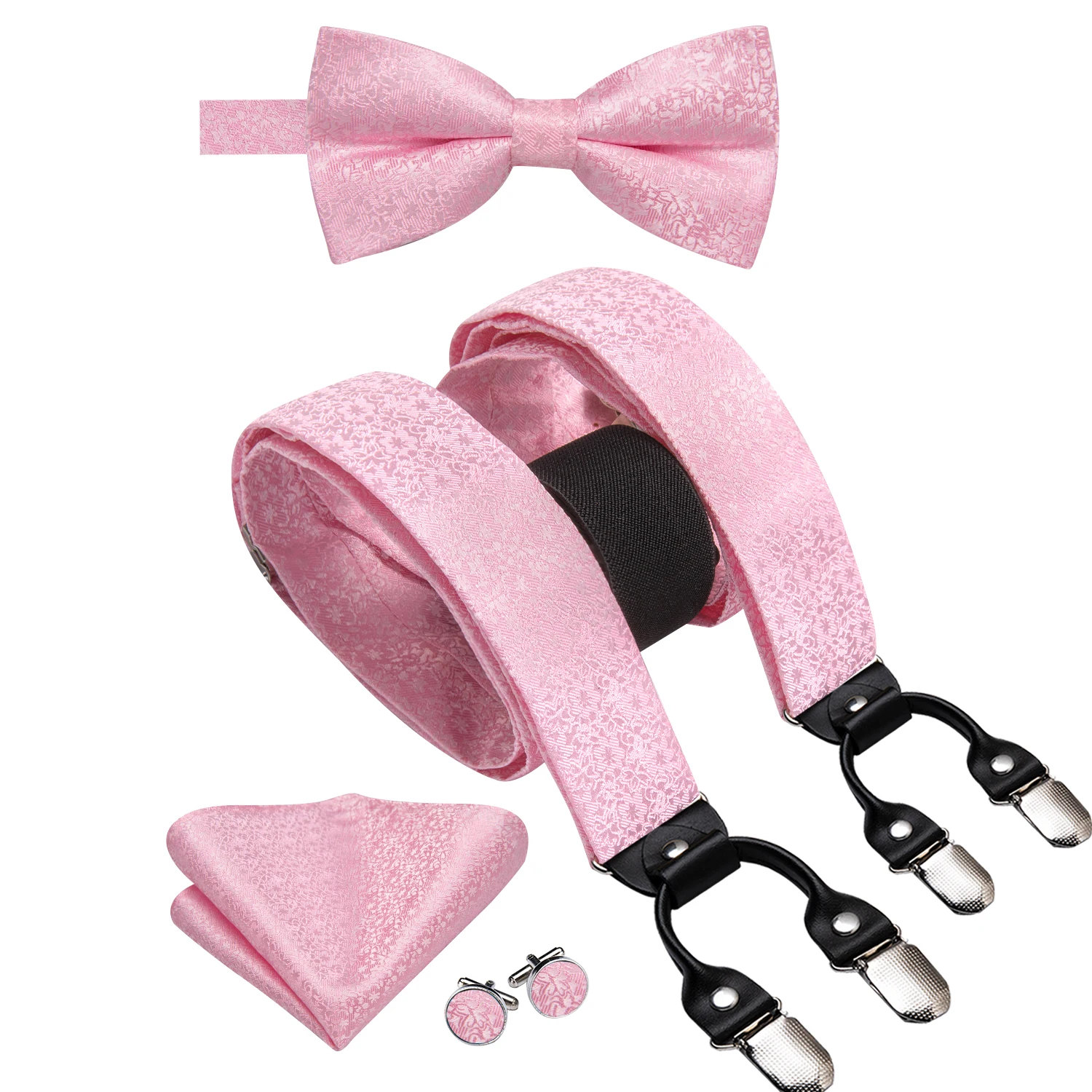 

Hi-Tie одноцветные розовые цветочные шелковые мужские подтяжки и бабочка Hanky запонки Регулируемый зажим для мужчин свадебный бизнес оптовая продажа