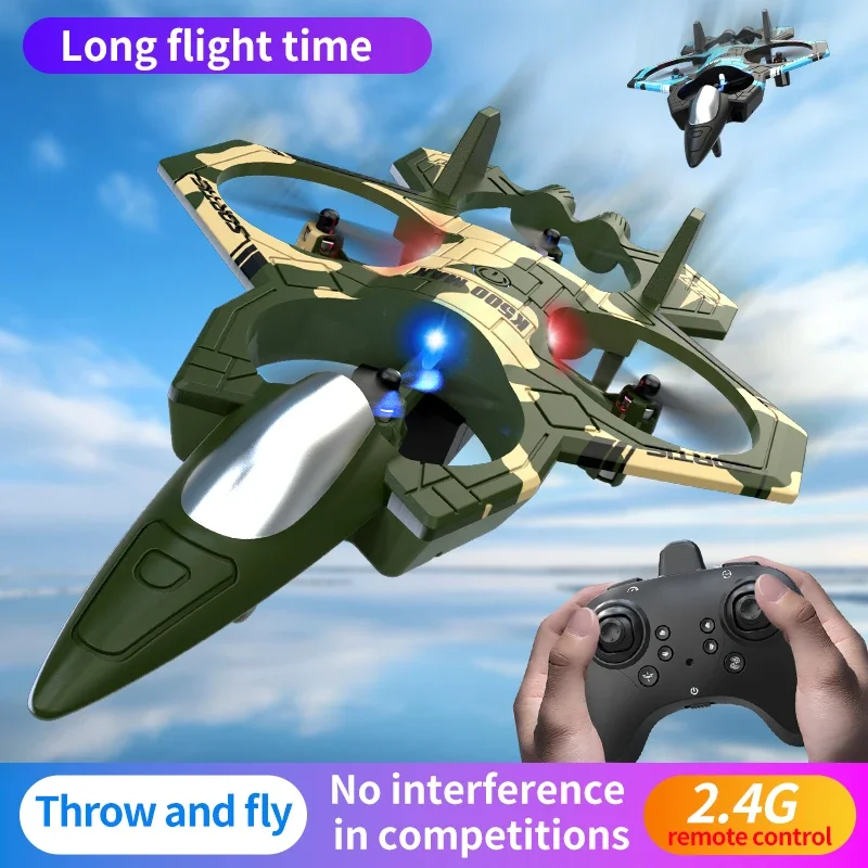 Avion RC K800 MAX K500 MAX en action, drone de combat télécommandé 2,4 GHz effectuant une manœuvre aérienne