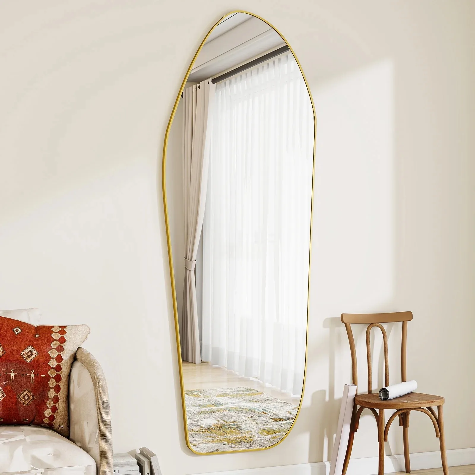 BEAUTYPEAK 67"x24" Irregular Full-Length Floor Mirror with Aluminum Frame — detail 11