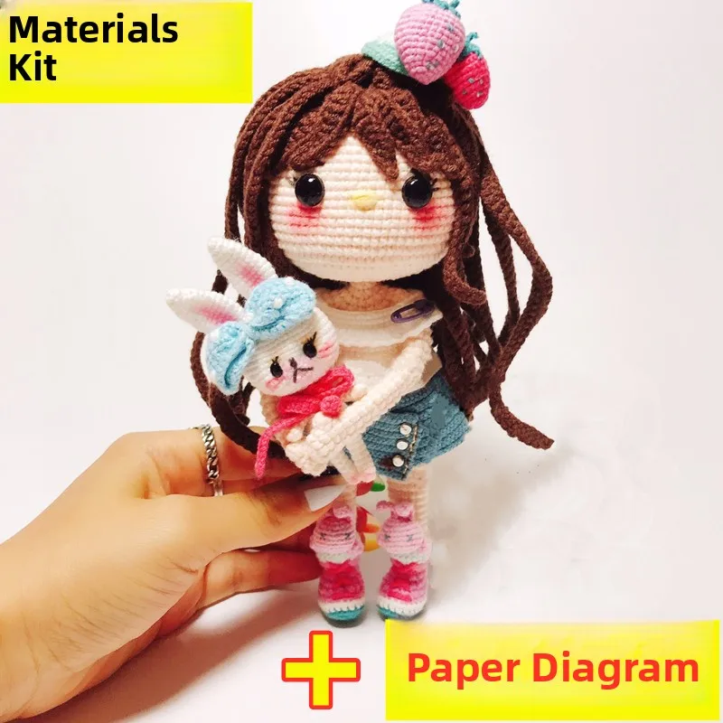 Magic Yarn Ball Crochet Needle Doll Series Cute Girl Handmade DIY Doll Material Kit Cotton Yarn Thin for Clothing Fabric